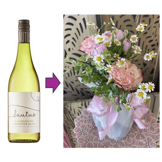 Large Floral Bouquet and Bottle of Lautus Sauvignon Blanc