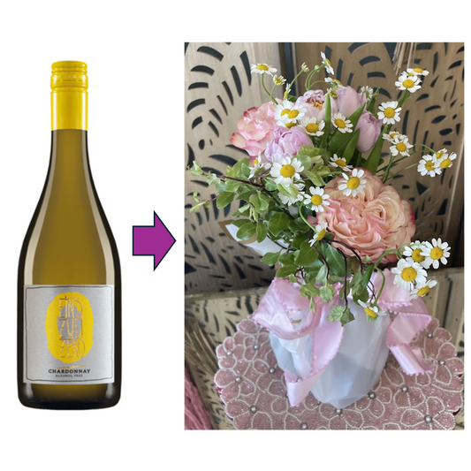 Large Floral Bouquet and Bottle of Leitz Chardonnay