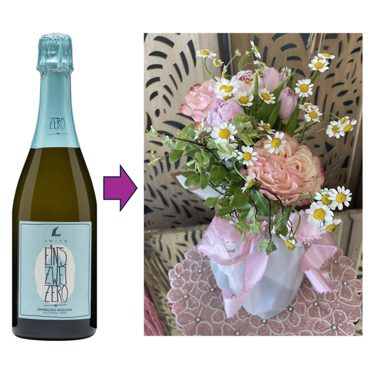 Large Floral Bouquet and Bottle of Leitz Sparkling Riesling