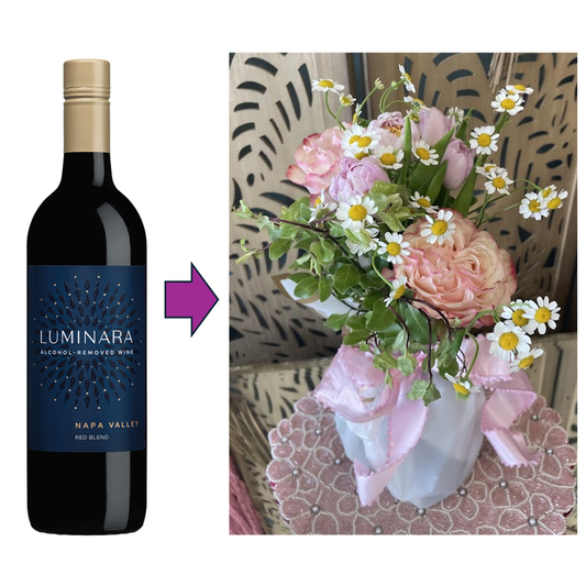 Large Floral Bouquet and Bottle of Luminara Red Blend