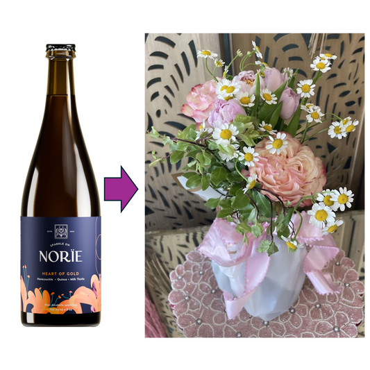 Large Floral Bouquet and Bottle of Norie Heart of Gold