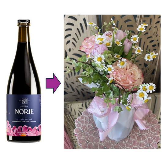 Large Floral Bouquet and Bottle of Norie Lots of Purple