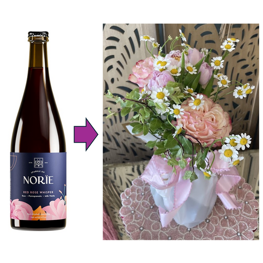 Large Floral Bouquet and Bottle of Norie Red Rose Whisper
