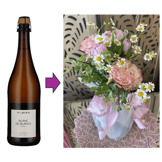 Large Floral Bouquet and Bottle of Oddbird Blanc de Blanc